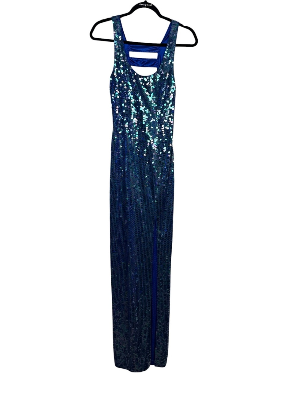 Vtg Niteline Della Roufogali Dress Blue Sequin Gown Maxi Sz 6 Party Formal NEW